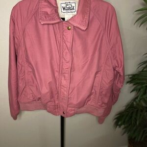 Woolrich Pink Bomber Jacket with Ribbed Cuffs